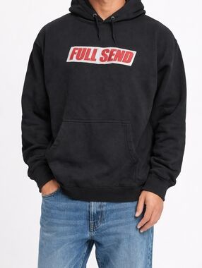 Full Send ($110) Nelk Boys Black Hoodie Red Logo Pullover Streetwear